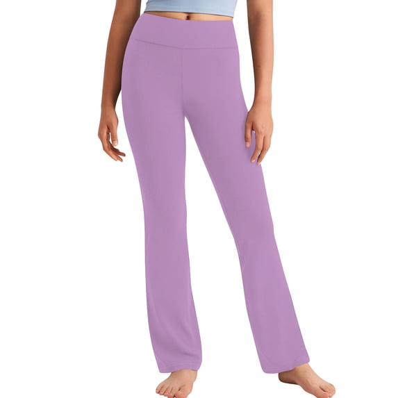 DxhmoneyHX Girls High Waist Stretch Leggings Straight Leg Elastic Waist Pants Cute Casual Daily Lounge Trousers 2-13 Years