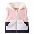 thumbnail image 1 of DxhmoneyHX Girls Jacket Soft Comfy Warm Fleece Vest Fall Winter Fashion Color Block Sleeveless Coat Full Zip up Hoodie with&nbsp;Pockets Size 150, 1 of 5
