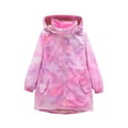 thumbnail image 1 of DxhmoneyHX Girls Jacket Thickened Warm Fleece&nbsp;Lined Winter Coat Fall Long Sleeve Casual Outerwear Fashion ​Printed Zip up Hoodie with Pockets Size 6 Years, 1 of 7
