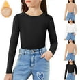 thumbnail image 1 of DxhmoneyHX Girls Long Sleeve Shirts Soft Comfy Fleece&nbsp;Lined Thermal Underwear Fall Winter Outfits Fashion Ribbed Knit Base Layer Tops Size 4-8Years, 1 of 7