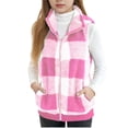 thumbnail image 1 of DxhmoneyHX Girls Plaid Fuzzy Vest Fleece Stand‑Collar Zip‑Up Sleeveless Jackets Fall Winter Warm Outdoor Gilet with Pockets 3‑16 Years, 1 of 8
