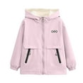 thumbnail image 1 of DxhmoneyHX Girls Rain Jacket Thickened Warm Fleece&nbsp;Lined Winter Coat Zip up Hoodie Fashion ​Waterproof Windproof Rain Coat with Zipper Pockets Size 5 Years, 1 of 9