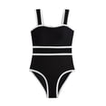 thumbnail image 1 of DxhmoneyHX Girls Tankini Swimsuit Color Block Elastic Waist One-Piece Bathing Suit Comfy Stretchy Casual Full Coverage Summer Swimwear for Teen Girl, 1 of 9