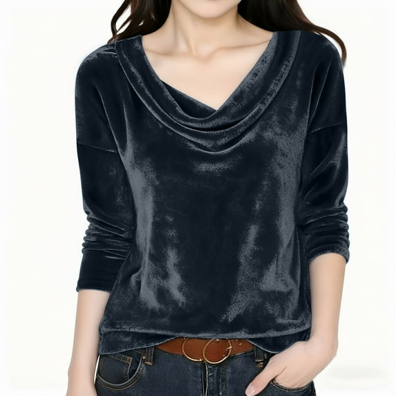 DxhmoneyHX Girls Velvet Long Sleeve Shirts Kids Elegent Clow Neck Velour Tops Causal Pullover Basic Tunic Blouse Spring Loose T Shirts for 4-15 Years