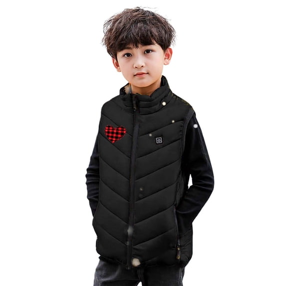 DxhmoneyHX Heated Vest for Boys Girls 13 Heating Zones Heated Warmer Kids USB Charging Heated Waistcoat Christmas Winter Heating Coat with Pockets