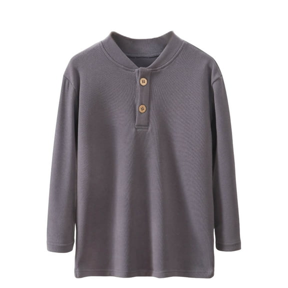 DxhmoneyHX Henley Shirts for Boys Soft Comfy Cotton Long Sleeve Going Out Tops Fall Winter Dressy Casual Basic Tees Crewneck Sweatshirt Size 4-5Years