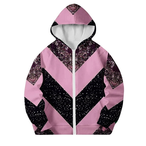 DxhmoneyHX Hoodies for Girls Fall Winter Athletic Zip up Jacket Fashion ​Patchwork Color Block Long Sleeve Casual Outerwear Going Out Tops with Pockets Size 10 Years