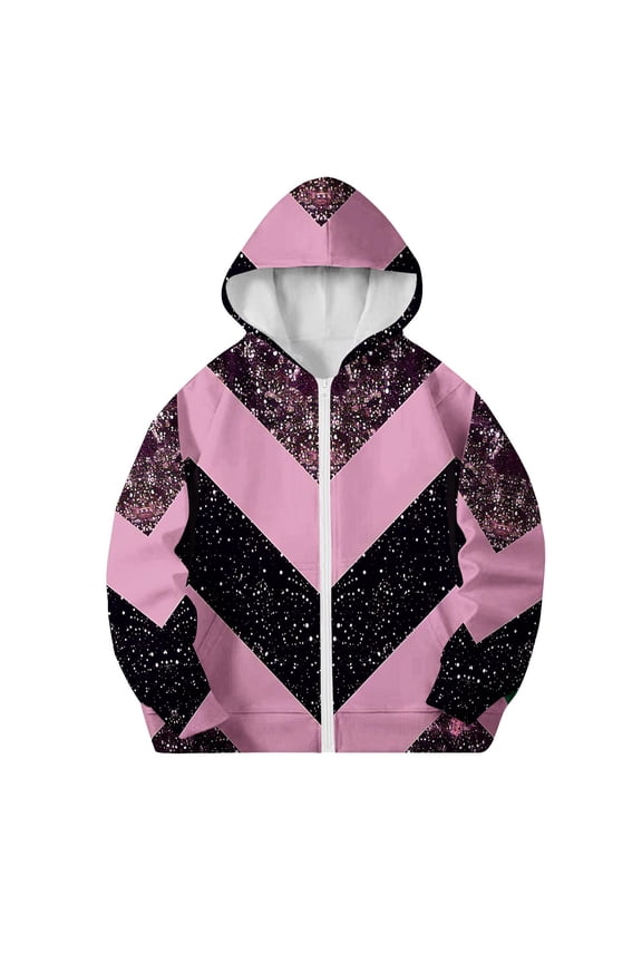 Hoodies for Girls Fall Winter Athletic Zip up Jacket Fashion ​Patchwork Color Block Long Sleeve Casual Outerwear Going Out Tops with Pockets Size 10 Years