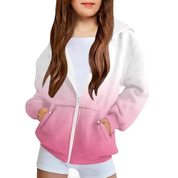 DxhmoneyHX Hoodies for Girls Soft Comfy Warm Going Out Tops Fashion Printed Long Sleeve Casual Outerwear Fall Winter Athletic Zip up Jacket with Pockets Size 5 Years