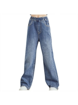 Baby Deals Spring Savings!2-13 Years Girls Flare Jeans,Girls Baggy Wide Leg  Jeans,Fashion Cute Sweet Boe Trousers Jeans ,Girls Bell Bottom Jeans  Clearance Bootcut Jeans for Girls 