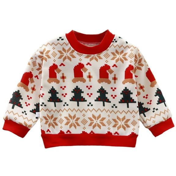 DxhmoneyHX Kids Clothes Cute ​Long Sleeve Christmas Sweatshirts Xmas Graphic Tees Soft Comfy Warm Fleece Lined Going Out Tops Festival Outfits Size 2-3Years