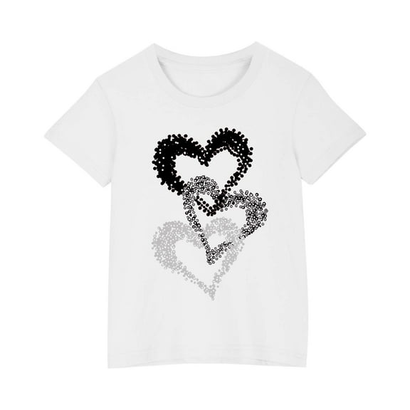 DxhmoneyHX Kids Valentine Shirt Love Heart Graphic Blouse Crewneck Long Sleeve Tee Tops Girls Valentines Day Tees 3-15Years