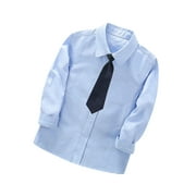 DxhmoneyHX Little Big Boys Shirt Solid Color Long Sleeve Oxford Button Down Cotton Casual Dress Shirt