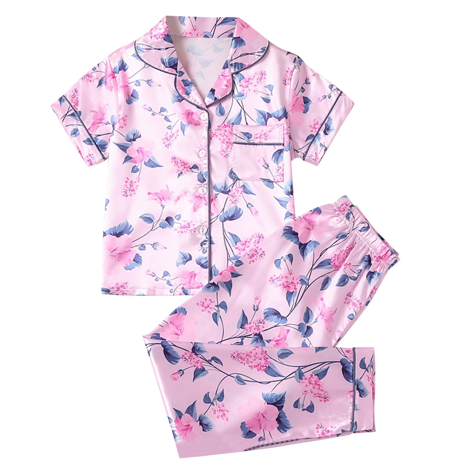 DxhmoneyHX Little Girls Cotton Pajamas Sets Short Sleeve Button Down