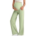 thumbnail image 1 of DxhmoneyHX Maternity Fleece Lined Pants Wide Leg Elastic High Waist Trousers Stretch Soft Casual Bottoms for Winter Daily Wear, 1 of 5