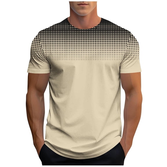 DxhmoneyHX Men Shirts Gradient Print Crew Neck Short Sleeve Blouse Casual Summer Classic Basic Lightweight Fashion Pullover Tops