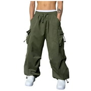 DxhmoneyHX Men's Baggy Cargo Pants Trendy Casual Parachute Pant Loose Fit Harem Joggers with Pockets for Streetwear