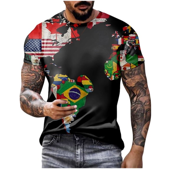 DxhmoneyHX Men's Casual T Shirt Big and Tall Summer Short Sleeve Crew Neck Tee Tops Casual Print Regular Fit Breathable TShirt S-5X