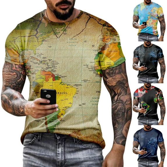 DxhmoneyHX Men's Casual T Shirt Big and Tall Summer Short Sleeve Crew Neck Tee Tops Casual Print Regular Fit Breathable TShirt S-5X