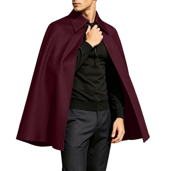 DxhmoneyHX Men's Halloween Short Cape Cloak Loose Lapel Collar Vintage Outerwear Fashion Costume for Festival Party