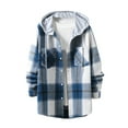 thumbnail image 1 of DxhmoneyHX Men's Long Sleeve Flannel Shirt Jacket with Hood Causal Button Up Plaid Shirts Lightweight Hooded Shirt, 1 of 5