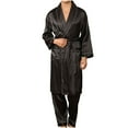 thumbnail image 1 of DxhmoneyHX Men's Satin Pajamas Set Long Sleeve Robe Shorts Lace-up Striped Sleepwear Set Lightweight Bathrobes with Shorts Set, 1 of 4