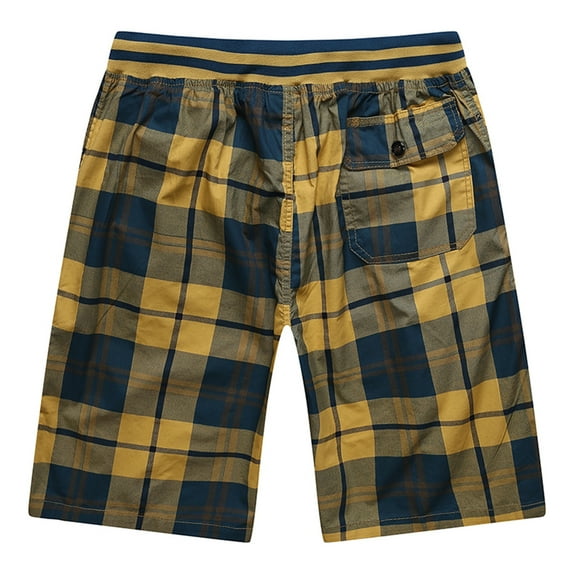 DxhmoneyHX Men's Soft Cotton Pajama Shorts Big and Tall Elastic Waistband Plaid Sleep Shorts Drawstring Lounge Shorts