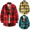thumbnail image 1 of DxhmoneyHX Mens Button Down Plaid Shirts Big and Tall Long Sleeve Casual Loose Fit Flannel Shirt Turndown Collar Thin Jacket for Men, 1 of 3