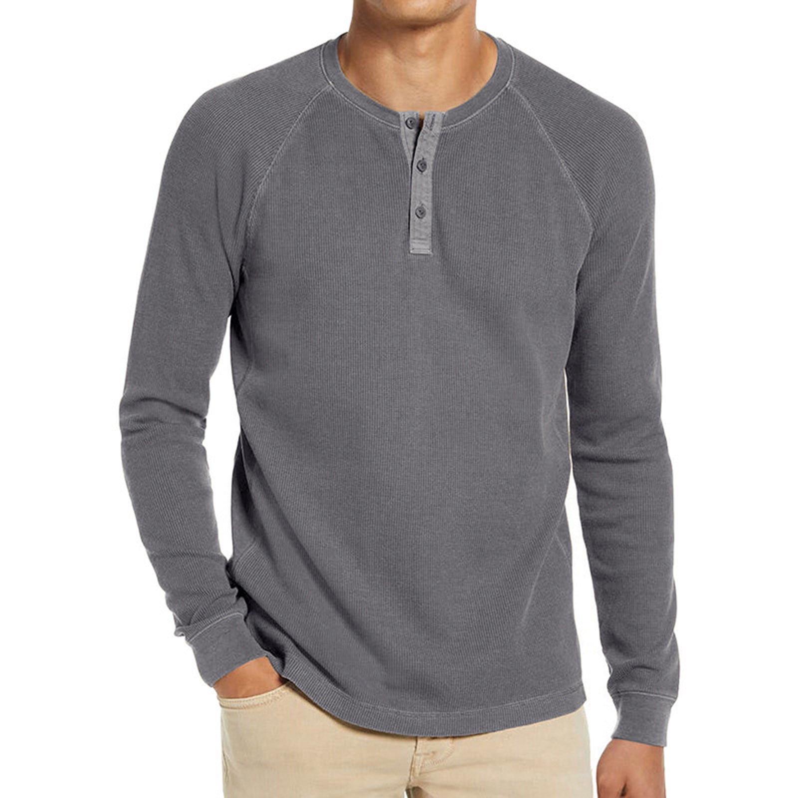 DxhmoneyHX Mens Henley Shirt Casual Long Sleeve Lightweight