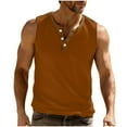 thumbnail image 1 of DxhmoneyHX Mens Tank Tops Wicking Muscle Blouse Summer V Neck Sleeveless Half Button Shirts Loose Gym Workout Athletic Tees, 1 of 9