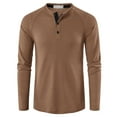 thumbnail image 1 of DxhmoneyHX Mens Waffle Henley Shirts Casual Long Sleeve Cotton Shirts Lightweight Button Down Regular Fit Pullover Top, 1 of 4