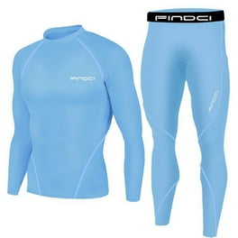 Pejock Sports Running Set for Men Men s Compression Shirt Skin Tight Pants uick Dry Fitness Tracksuit Suit Two piece Gym Light Blue 3XL US Size 14