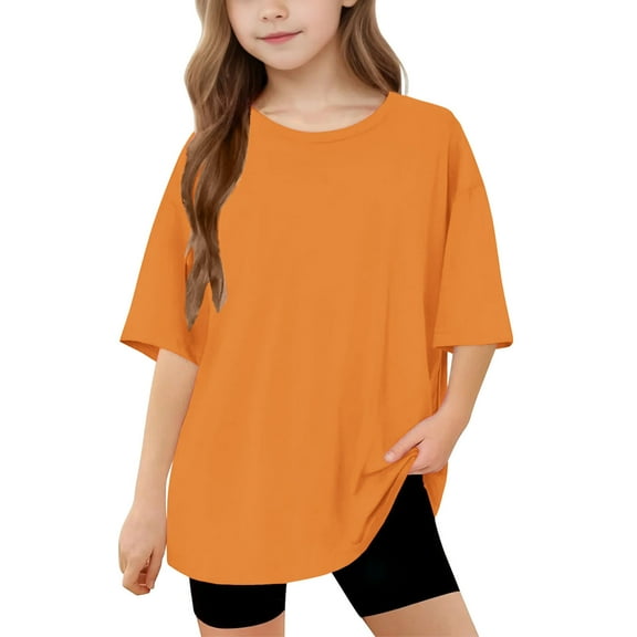 DxhmoneyHX Summer Short Sleeve Shirts for Boys Girls Crew Neck Basic Tunic Tops Causal Loose Fit Lightweight Pullover Sweatshirts