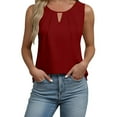 thumbnail image 1 of DxhmoneyHX Summer Tops for Women Dressy Casual Crew Neck Shirts Ruffle Sleeveless Camisole Blouses for Women Trendy Work Office Outfits Clothing, 1 of 5