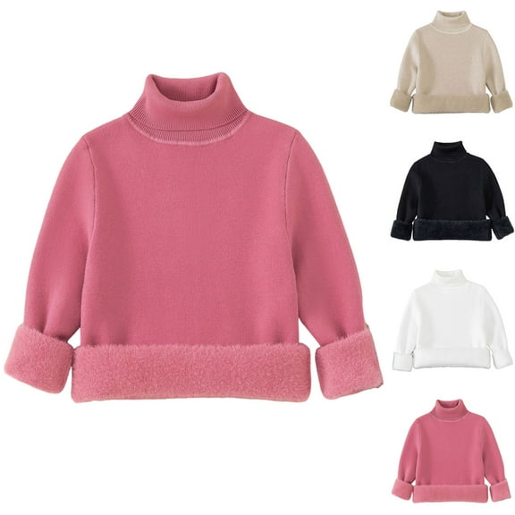 DxhmoneyHX Sweatshirts for Girls Fleece Lined Thickened Warm Pullover Sweatshirts Fall Winter Outfits Fashion Mock Neck Long Sleeve Blouses Size 11-12Years