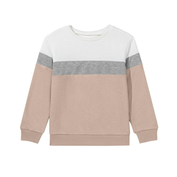 DxhmoneyHX Toddler Boy Clothes Soft Comfy Warm Long Sleeve Shirts Fashion Patchwork Color Block Crewneck Sweatshirt Going Out Tops Fall Outfits Size 14 Years
