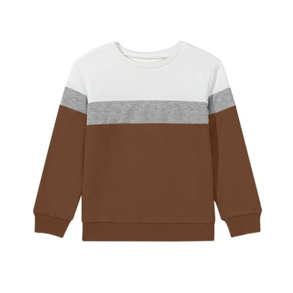 DxhmoneyHX Toddler Boy Clothes Soft Comfy Warm Long Sleeve Shirts Fashion Patchwork Color Block Crewneck Sweatshirt Going Out Tops Fall Outfits Size 7 Years