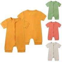 DxhmoneyHX Toddler Boys Girls Clothes Short Sleeve Zipper Romper for Infant Baby Cotton Footed Pajamas Jumpsuit Summer Onesies Bodysuit