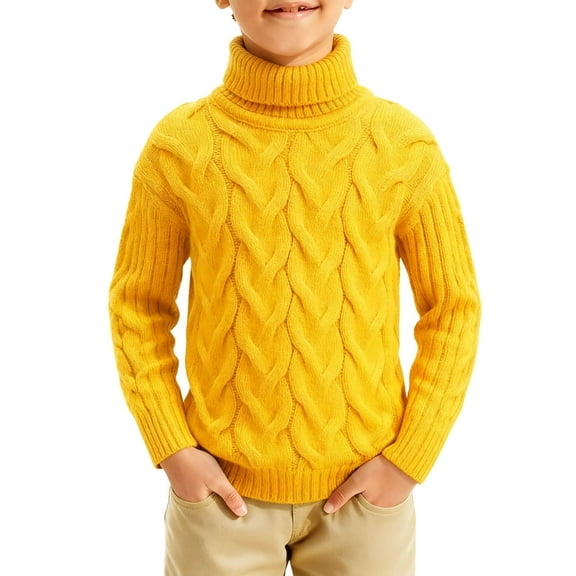 DxhmoneyHX Toddler Boys Sweater Unisex Soft Comfy Warm Long Sleeve Tops Fashion Solid Turtleneck High Collar Cable Knit Pullover Sweaters Size 6-7Years