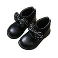 thumbnail image 1 of DxhmoneyHX Toddler Girl Boots Cute Bow Low Heel Dress Shoes Fall&nbsp;Winter Warm Ankle Boots Back Zipper Round Toe Fashion Sneakers Size 28, 1 of 5