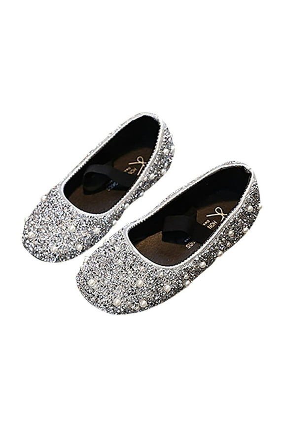 Toddler Girl Dress Shoes Wedding Party Prom Sparkle Flats Fashion Square Toe Shoes Comfortable Slip on Low Heel Ballet Shoes Size 3 Months