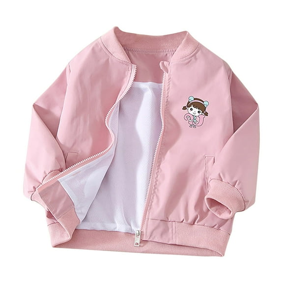 DxhmoneyHX Toddler Girls Clothes Cute Fashion ​Printed Athletic Bomber Jacket Long Sleeve Going Out Tops Casual Loose Fall Coats with Pockets Size 3 Years