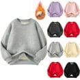 thumbnail image 1 of DxhmoneyHX Unisex Kids Solid Cotton Sweatshirt Winter Warm Fleece Lined Pullover Blouses Toddler Girls Boys Crewneck Long Sleeve Sweaters Tops 3-14 Years, 1 of 9