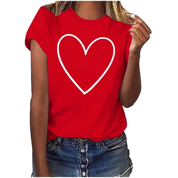 DxhmoneyHX Valentine Shirts for Women Love Heart Printed Graphic Short Sleeve T Shirt Oversized Casual Tunic Tops Holiday Outfits