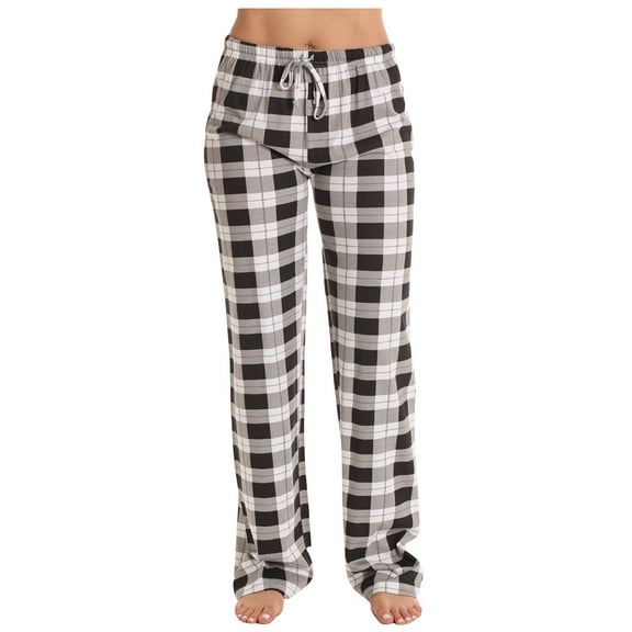 DxhmoneyHX Women Pajama Pants Plaid Buffalo Sleepwear Pajamas Pants Soft Casual Loose Drawstring PJs Sleepwear