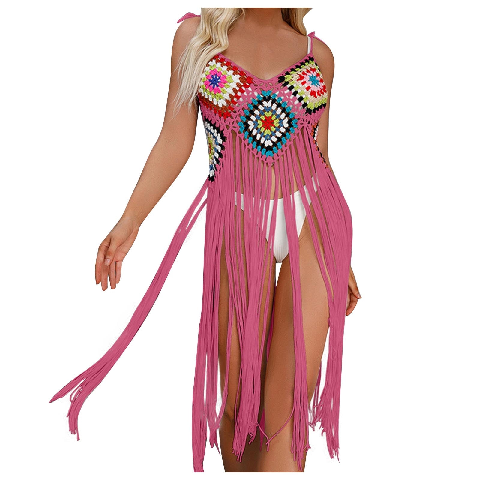 DxhmoneyHX Women's Bikini Cover Ups Spaghetti Strap Fringe Beach Swimsuit Coverup Tops