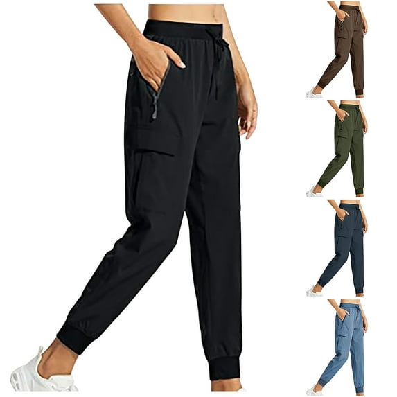 DxhmoneyHX Women's Cargo Hiking Pants Joggers Lightweight Quick Dry Athletic Workout Pants Casual Nylon Pants with Zipper Pockets Outdoor