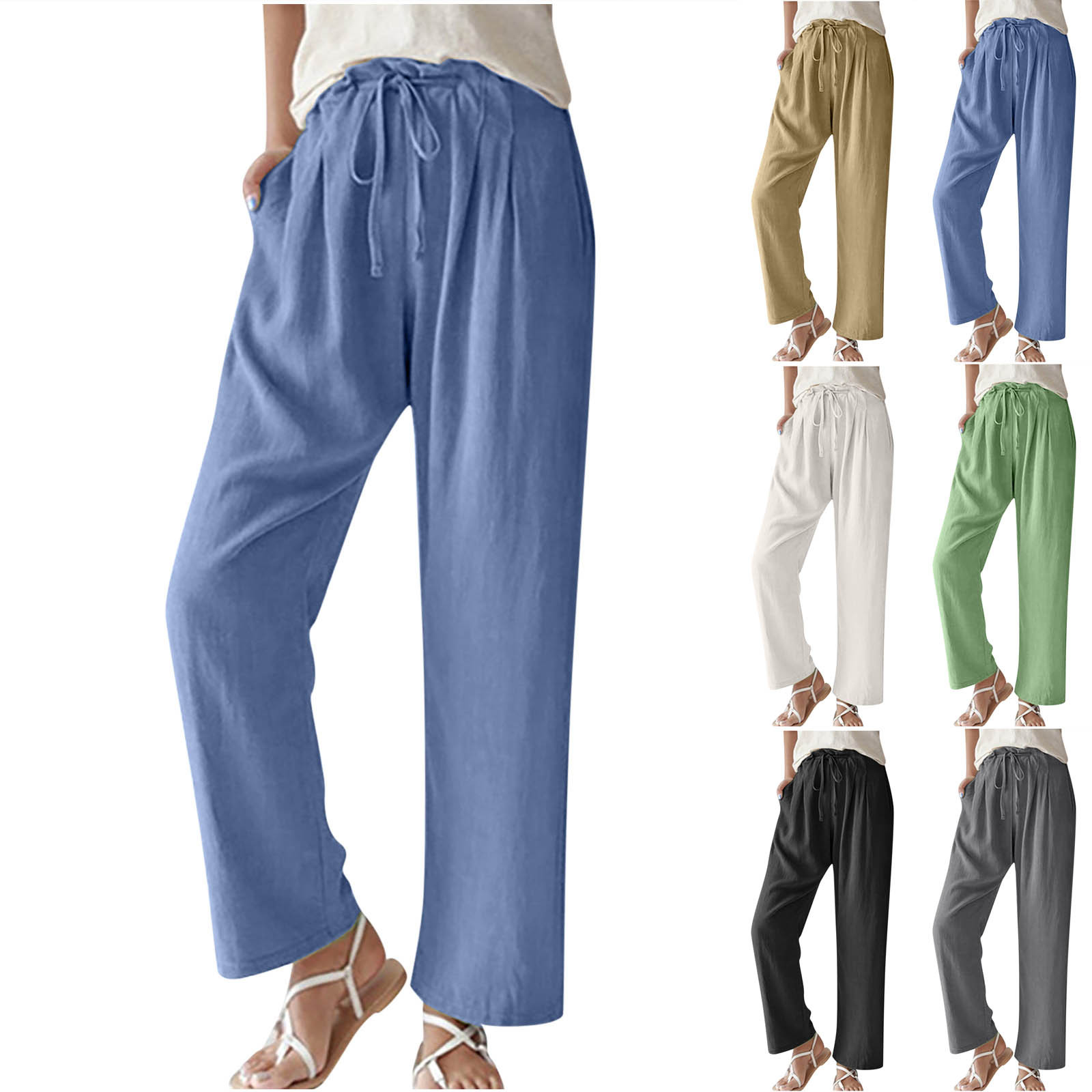 DxhmoneyHX Women's Casual Work Pants Casual Elastic Waist Drawstring