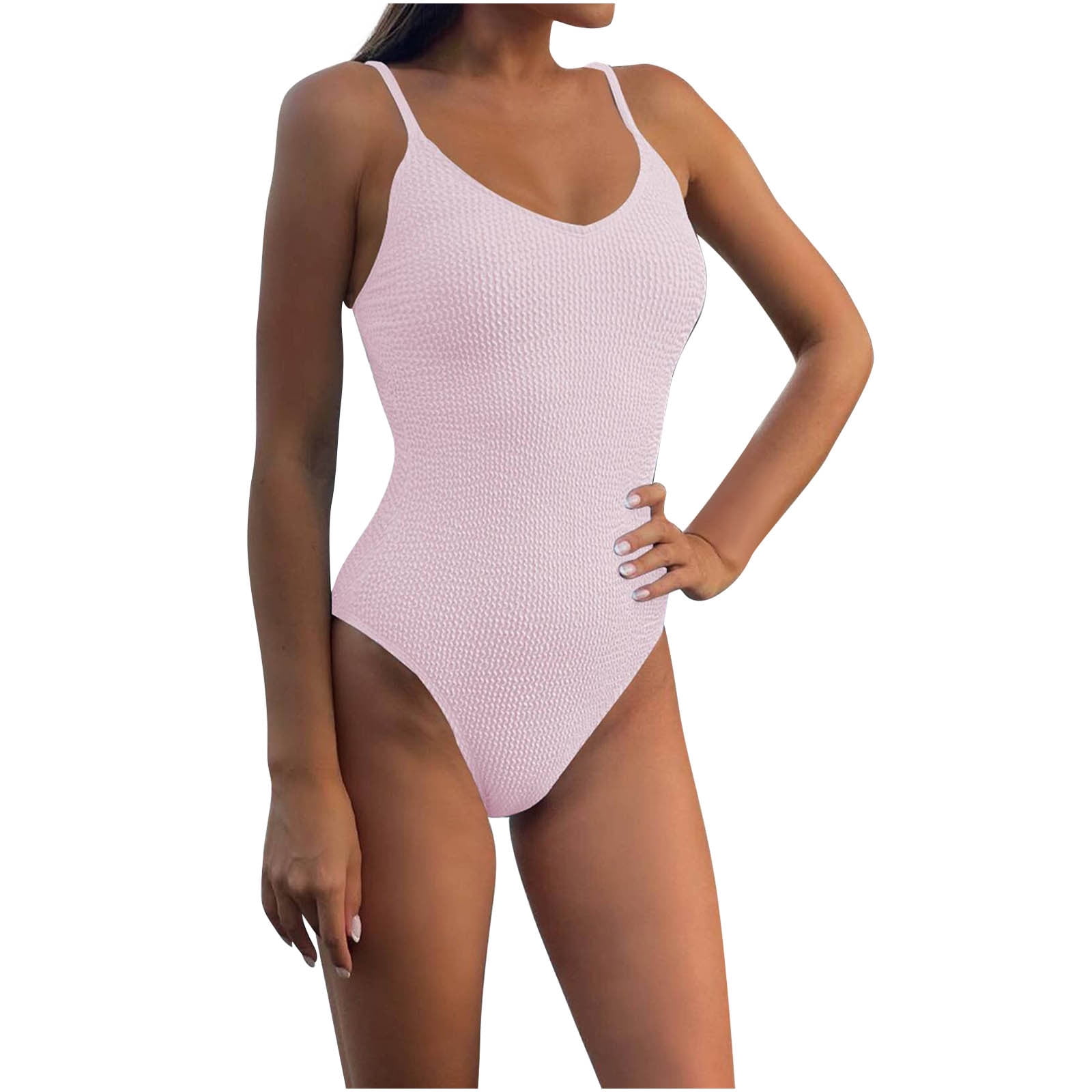 DxhmoneyHX Women s One Piece Swimsuit Retro High Cut Low Back Swimsuits Scoop Neck Padded Coverage Bathing Suit Swimwear