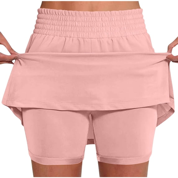 DxhmoneyHX Womens High Waist Tennis Skort with Built In Shorts Elastic ...